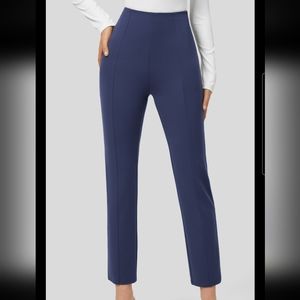 High Waisted Back Side Pocket Slim Work Pants